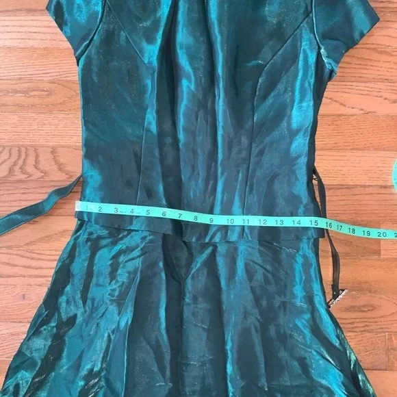 Vintage Laura Salkin Emerald Green Short Sleeve Maxi Formal Dress Size 11/12 - Picture 11 of 14